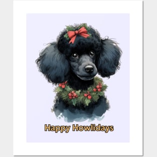 Happy Howlidays Black Poodle Posters and Art